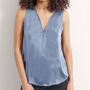 GO BY GO SILK 100% Washable Silk Sleeveless Blouse with Zipper Detail!
